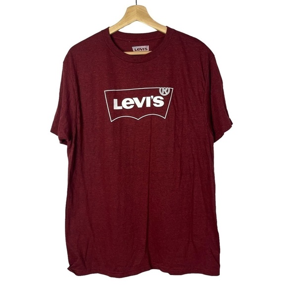 Levi's Red White Logo Graphic Crewneck Short Sleeve T-Shirt L - Picture 1 of 4